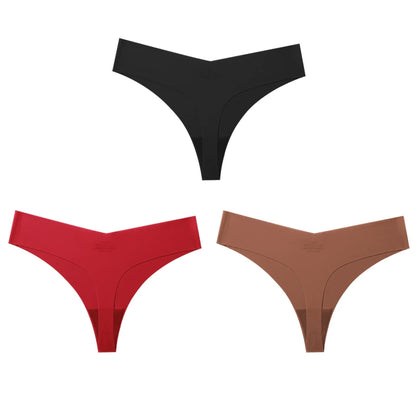 TrowBridge 3PCS/Set Women's Panties Simple Seamless Underwear Breathable Satin Thongs Sexy Lingerie Comfortable Sports G-Strings