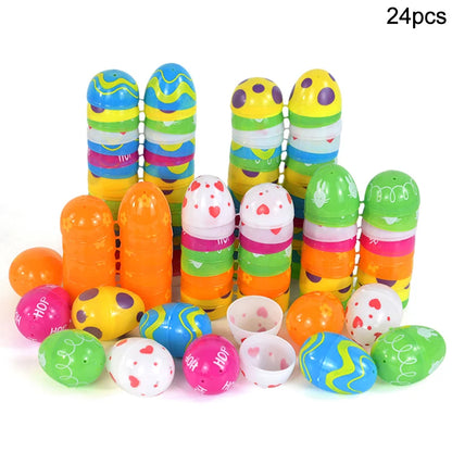 12/24pcs Easter Eggs Fillable Opening Candy Box Happy Easter Party Gift Packaging Egg Basket Filler Decor Supplies Kids Favors