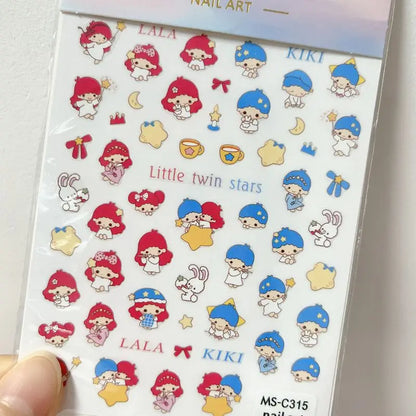 1PCS Cartoon Cute Melody Kuromi 3D Nail Stickers Press on Nails Sanrio Nail Art Decoration New Anime Nail Art Decals Stickers
