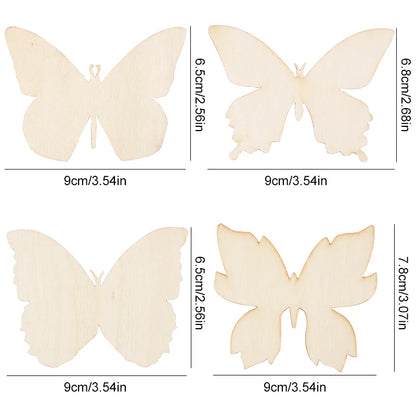 10pcs Unfinished Wooden Butterfly Blank Slice Kids Painting Toy Easter Home Decoration Wedding Birthday Party Gift DIY Crafts