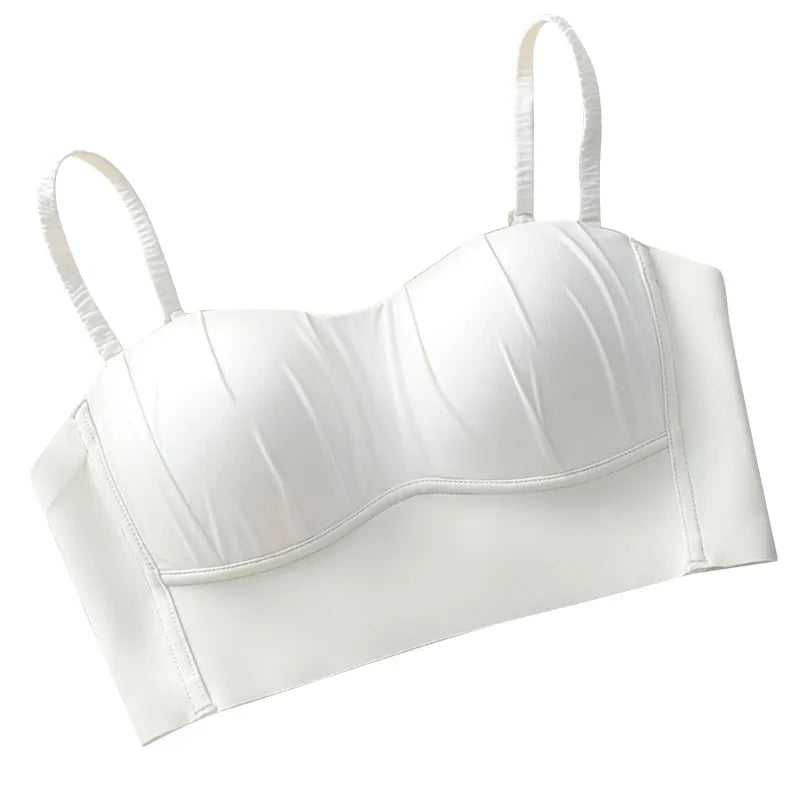 New Nylon French Pleated Bra New Detachable Ringless Thin Bra Without Underwire Seamless Underwear for Women Bras for Women