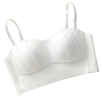 New Nylon French Pleated Bra New Detachable Ringless Thin Bra Without Underwire Seamless Underwear for Women Bras for Women