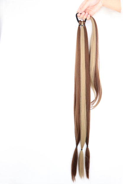 AZQUEEN synthetic Braided ponytail Hairpieces with elastic rubber band Heat-resistant high temperature fiber suitable for women