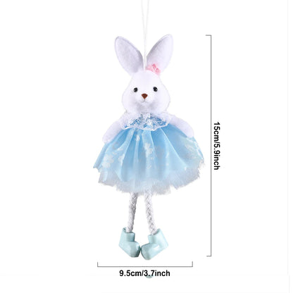24cm Easter Flower Bunny Ornaments Pink Yellow Gauze Skirt Bunny Easter Party Decor Supplies Home Desktop Decorations Kids Gifts