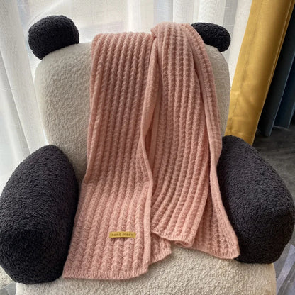 Scarf female winter new Korean version of the atmosphere sense of double-sided students cute warm thickened knitting senior sens