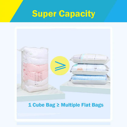 Cube Vacuum Storage Bags umbo Vacuum Seal Bags for Clothes, Bedding, Blanket, Comforter, Duvet, Pillow, Idea for Travel & Closet