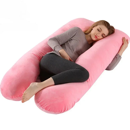 Maternity Pillow Multifunctional Crystal Velvet Lumbar Spine and Abdomen Support U-Shaped Cushion Pregnant Women Body Pillow