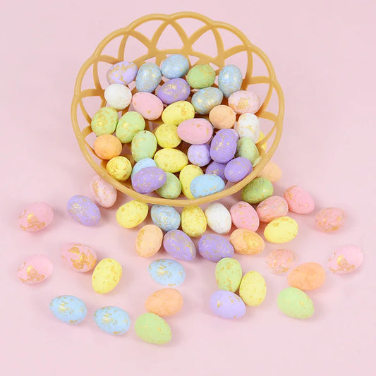 50pcs Colorful Easter Foam Eggs Artificial Bird Pigeon Egg Ornament DIY Wreath Decorative Happy Easter Party Kids Favor Supplies