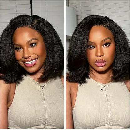 Wear Go Glueless Wig Kinky Straight Human Hair Wigs 6x4 HD Lace Closure Wig Pre Plucked Pre Cut Yaki Straight Human Hair Wigs