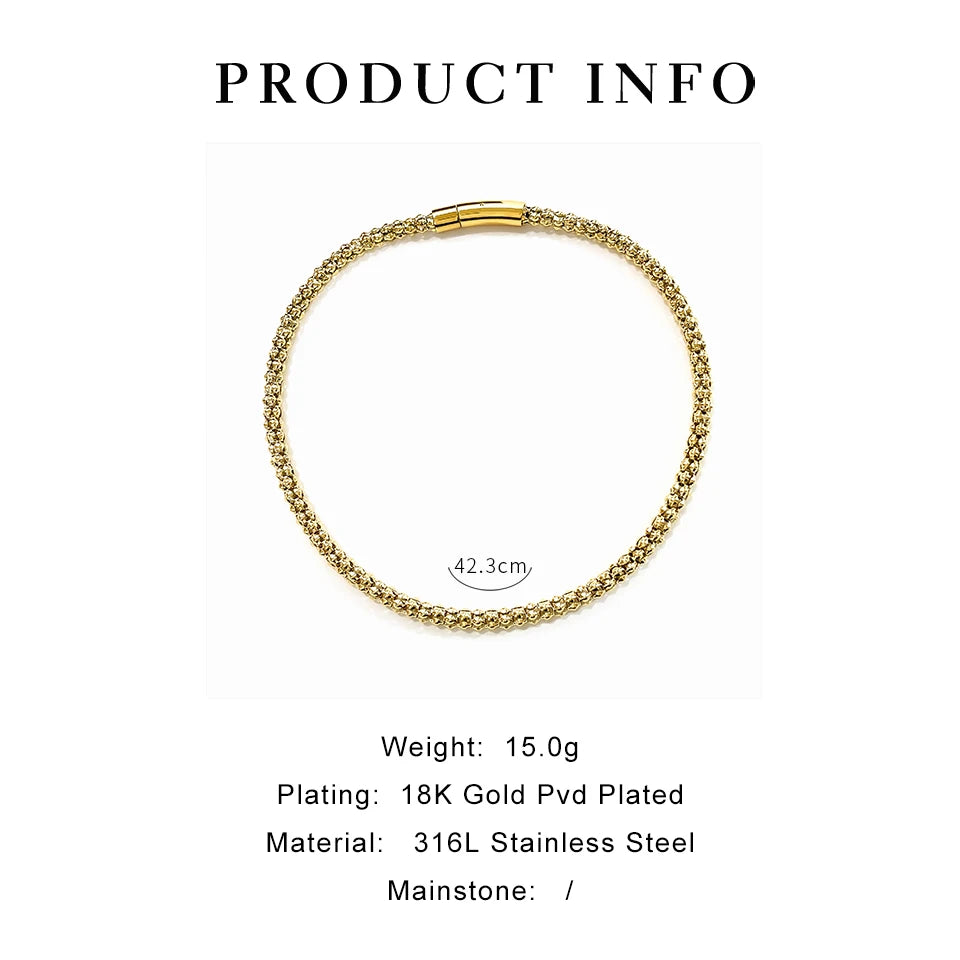 Peri'sbox Statement Stainless Steel Hollow Choker Necklace for Women Men Hip-Hop Gold Color Clavicle Chain Fashion Jewelry Party