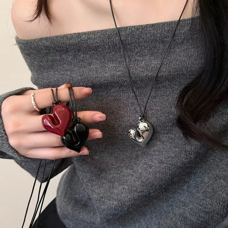 Women's Fashion New Heart Pendant Adjustable Pull-out Necklace For Party Gifts Pendant Jewelry  Accessories Free Shipping