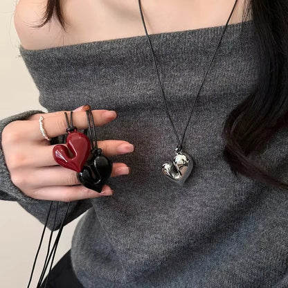 Women's Fashion New Heart Pendant Adjustable Pull-out Necklace For Party Gifts Pendant Jewelry  Accessories Free Shipping