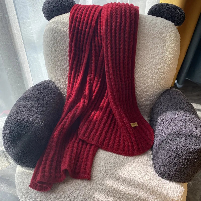 Scarf female winter new Korean version of the atmosphere sense of double-sided students cute warm thickened knitting senior sens