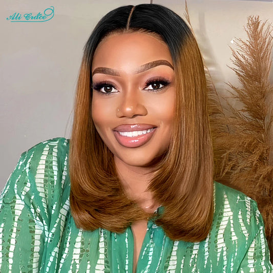 Ali Grace T1B/30 Human Hair Bob Wig 13x4 Full Lace Frontal Wigs for Women Pre Plucked Transparent Lace Frontal Short Bob Wigs