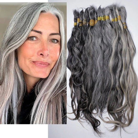 Grey Natural Human Virgin Hair Grey Single Donor Hair 100%Vietnamese human hair Wholesale human hair extensions without tracks