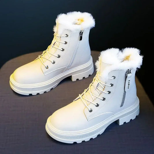 Snow Boots Women's Shoes New Plush Cotton Shoes Zip Winter Ankle Boots Platform Warm Non-slip Comfortable Outdoor Boots 2025