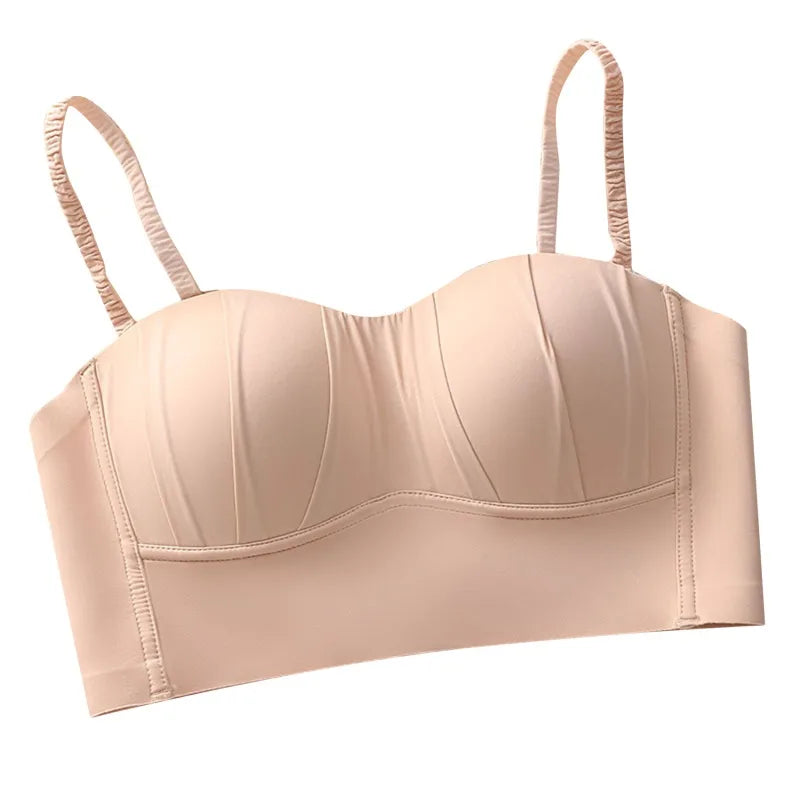 New Nylon French Pleated Bra New Detachable Ringless Thin Bra Without Underwire Seamless Underwear for Women Bras for Women