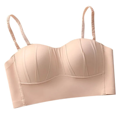 New Nylon French Pleated Bra New Detachable Ringless Thin Bra Without Underwire Seamless Underwear for Women Bras for Women