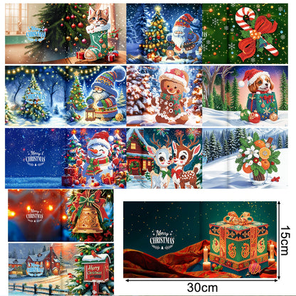 12pcs/Set DIY Diamond Painting Cards Nieuwe 2024 Christmas Festival Card Handmade Diamond Embroidery Art Kit 3d Folded Card