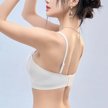 New Nylon French Pleated Bra New Detachable Ringless Thin Bra Without Underwire Seamless Underwear for Women Bras for Women