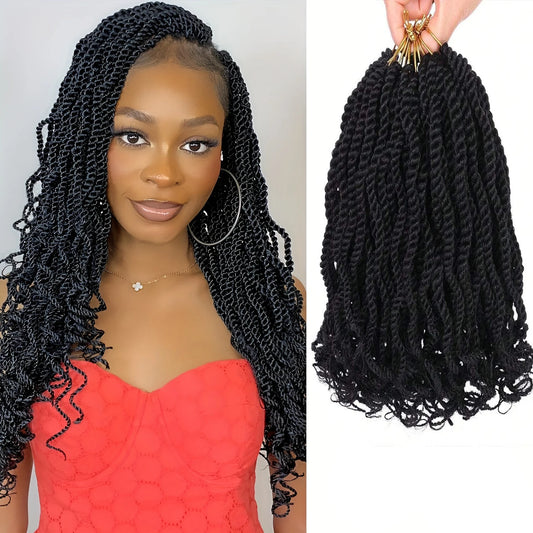 Wavy Senegalese Twist Crochet Hair Pre-Looped Passion Twist Crochet Hair With Curly Ends Synthetic Havana Twist Braiding Hair