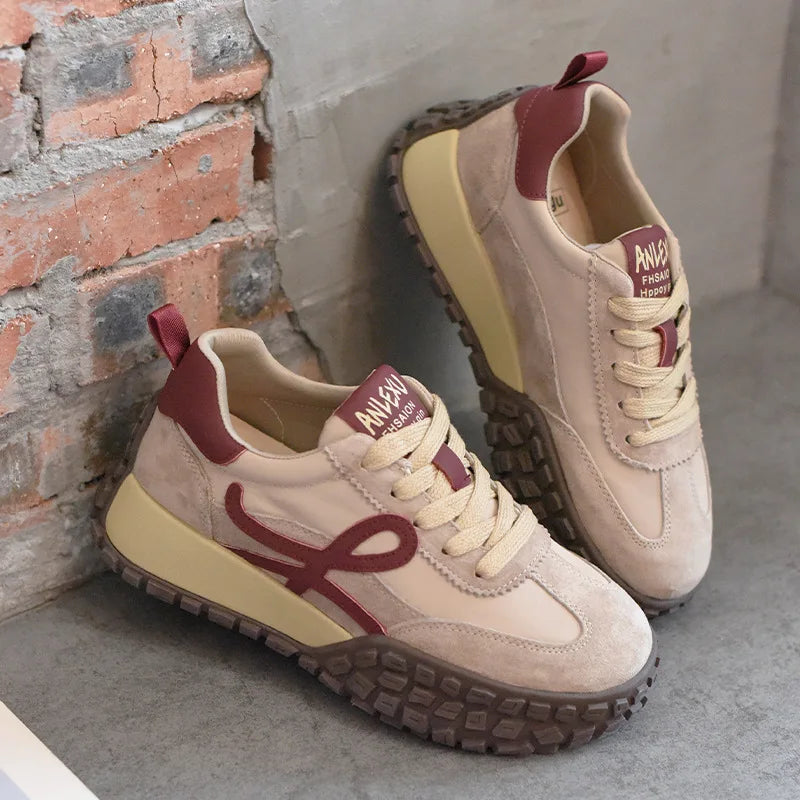 AUTUSPIN Newest Genuine Leather Ladies Sneakers 2024 Spring Summer Fashion Casual Mixed Colors Vulcanized Shoes Women Size 35-40