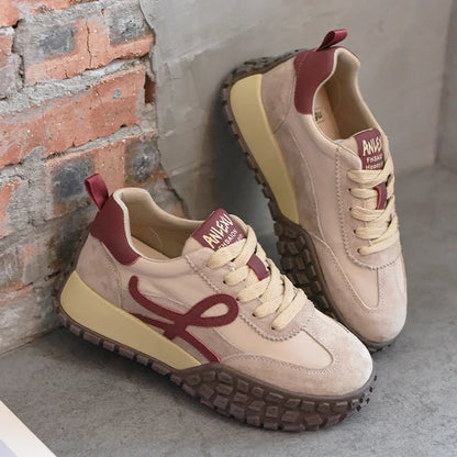 AUTUSPIN Newest Genuine Leather Ladies Sneakers 2024 Spring Summer Fashion Casual Mixed Colors Vulcanized Shoes Women Size 35-40