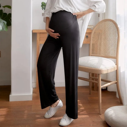 2024 New Maternity Clothing Pregnant Women's Wide Leg Pants for Spring and Autumn Outerwear with A Straight and Drooping Feel