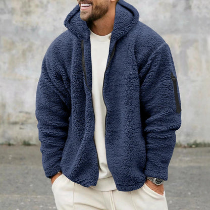 2024 American Style Heavy Coat Men's Winter Jacket Double-sided Fleece Warm Windbreaker Casual Sports Hooded Coat Bomber Jacket