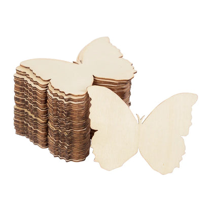 10pcs Unfinished Wooden Butterfly Blank Slice Kids Painting Toy Easter Home Decoration Wedding Birthday Party Gift DIY Crafts