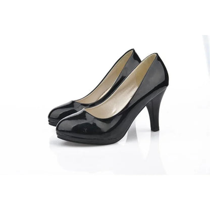2024New Women Pumps Shoes Women PU Leather Shallow Slip-On Round Toe High heels Shoes Wedding Party derss shoes mujer size 34-42