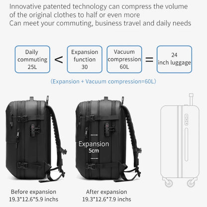 60L Travel Backpacks Expandable Airback Vacuum Storage Man Women Waterproof Business Oxford Backpack Outdoor College Laptop Bag