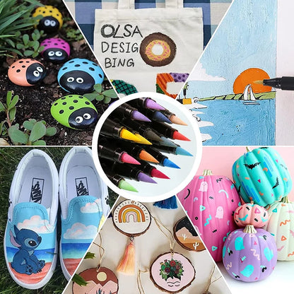 84 Colors Acrylic Paint Markers Pens Two Tone Double Nib Soft Brush Set for Rock Painting,Calligraphy,Brush Lettering,Easter Egg