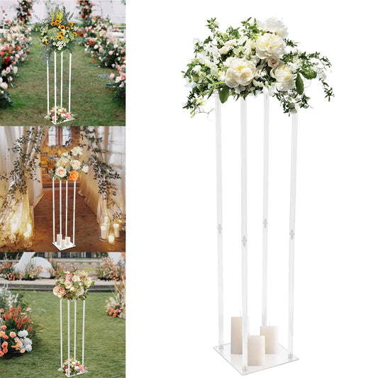 100cm Acrylic Wedding Geometric Flower Vase Wedding Column Stand Floral Display Rack for Home Birthday Party Decoration