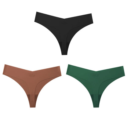 TrowBridge 3PCS/Set Women's Panties Simple Seamless Underwear Breathable Satin Thongs Sexy Lingerie Comfortable Sports G-Strings