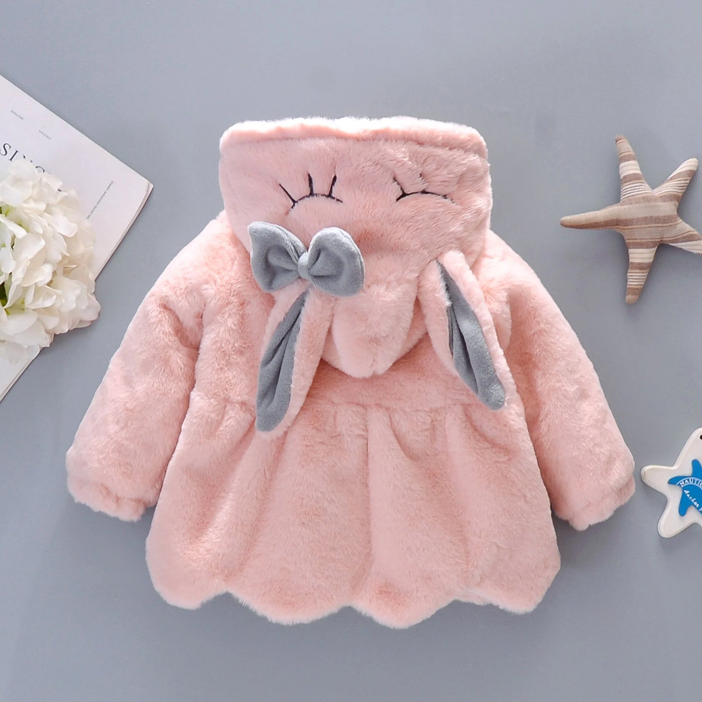 New Winter Coat Baby Girl Cold Protection Cute Hooded Coat With Free Bag For Kids