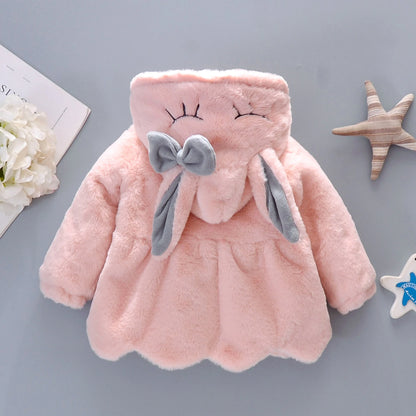 New Winter Coat Baby Girl Cold Protection Cute Hooded Coat With Free Bag For Kids