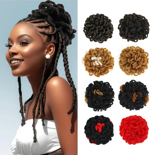 Dreadlocks Bun Afro Puff Drawstring Ponytail Hairpiece 8 Inch High Quality Synthetic Clip in Hair Extensions for Black Women
