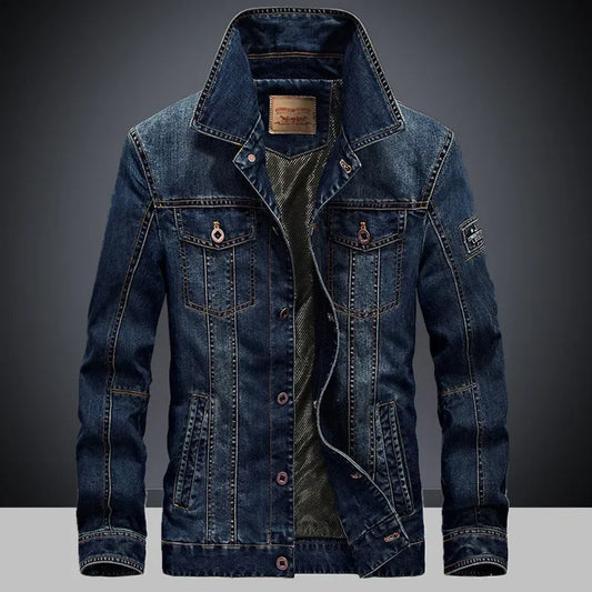 Men's Spring and Autumn New Fashion Lapel Denim Jacket, European and American Casual Single-breasted Denim Jacket, Young Man