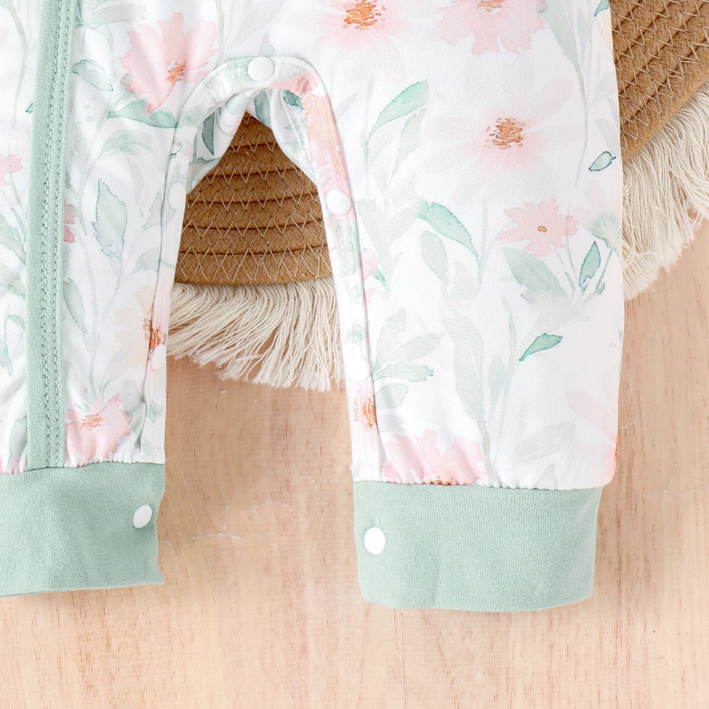 2PCS Autumn New Style For 0-1 Year Old Girl Baby Sweet And Cute Round Collar Printed Long-Sleeved Jumpsuit Pants + Hair Band