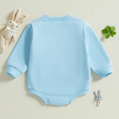 Baby Girl Easter Floral Romper with Bunny Ear Headband Set Spring Outfit Toddler Jumpsuit Clothes Embroidery Detail