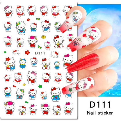 1PCS Cartoon Cute Melody Kuromi 3D Nail Stickers Press on Nails Sanrio Nail Art Decoration New Anime Nail Art Decals Stickers