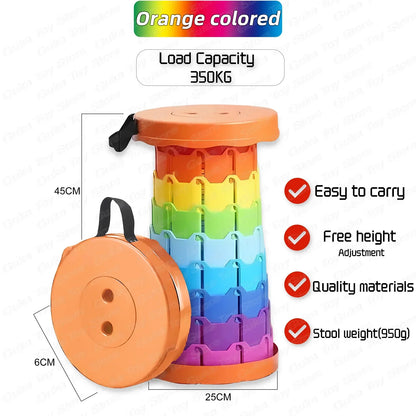 2024 New Folding Stool Portable Round Folding Chair Accordion Chair Height Adjustment Elephant Swing Playground Queue Chair