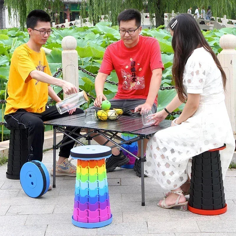 2024 New Folding Stool Portable Round Folding Chair Accordion Chair Height Adjustment Elephant Swing Playground Queue Chair