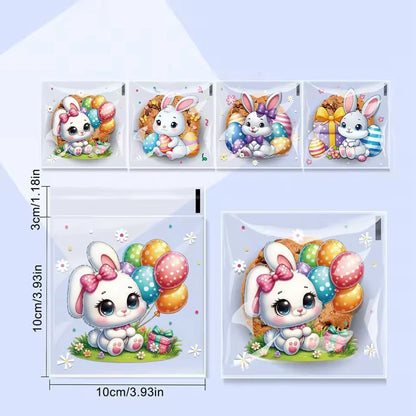 100Pcs Easter Candy Cookie Bag Cute Bunny Eggs Gift Snack Packaging Bags 2025 Happy Easter Party Decoration Supplies Kids Favors