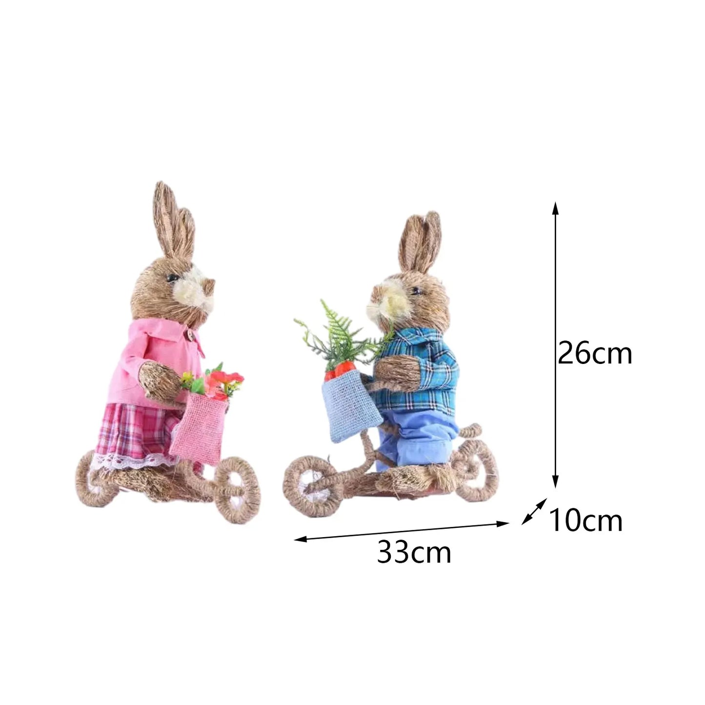 Easter Floor-Standing Bunny Decoration Cute Straw Rabbit Decoration For Garden Kitchen Yard Kindergarten Animal Ornaments