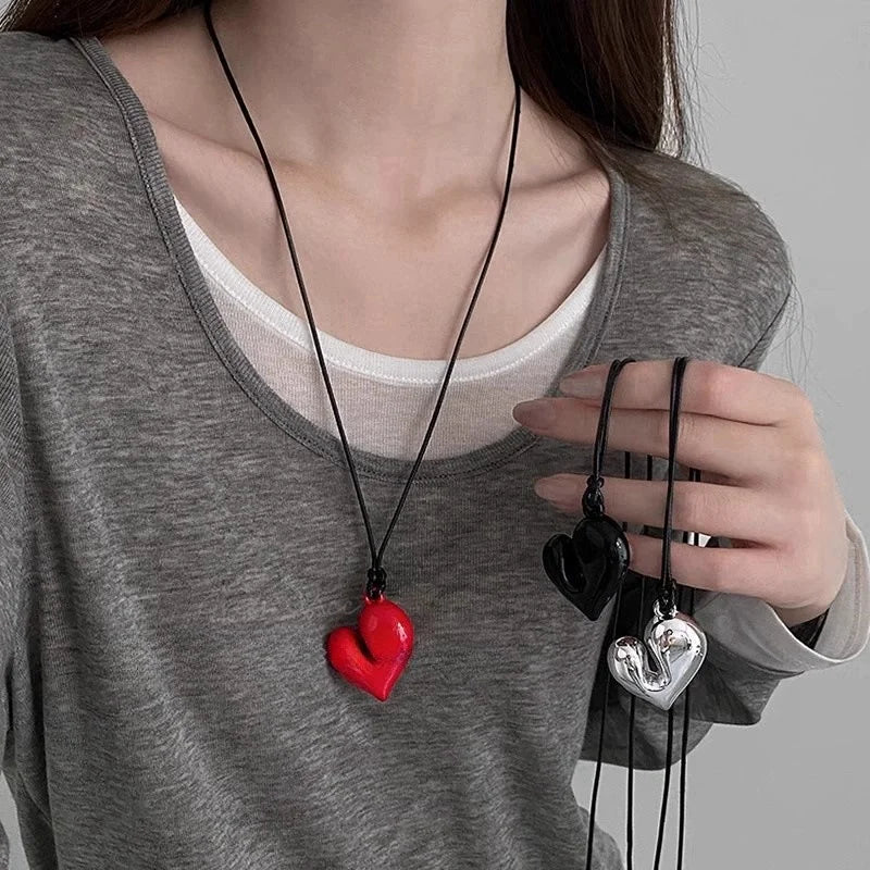 Women's Fashion New Heart Pendant Adjustable Pull-out Necklace For Party Gifts Pendant Jewelry  Accessories Free Shipping