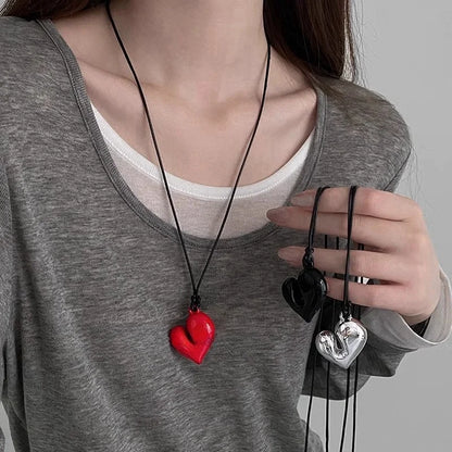 Women's Fashion New Heart Pendant Adjustable Pull-out Necklace For Party Gifts Pendant Jewelry  Accessories Free Shipping