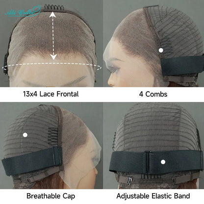 Ali Grace T1B/30 Human Hair Bob Wig 13x4 Full Lace Frontal Wigs for Women Pre Plucked Transparent Lace Frontal Short Bob Wigs
