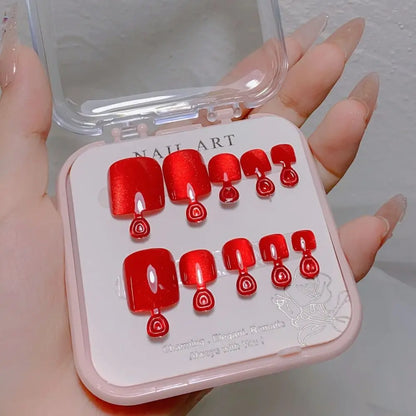 10pcs Aurora Mirror Toe Nails Fake Girls Square Press On Nails For Foot Articficial Acrylic False Toenails Detachable